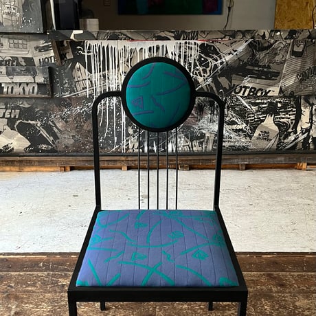 JAPAN USED 80’S “OLIVER” POSTMODERN IRON FRAME FABRIC CHAIR