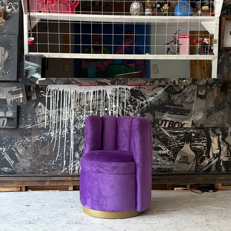 USED  IRON FRAME FABRIC LOUNGE CHAIR