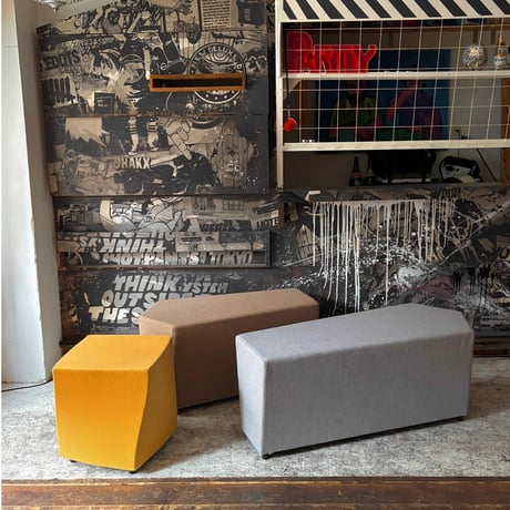 USED FABRIC & LEATHER STOOL