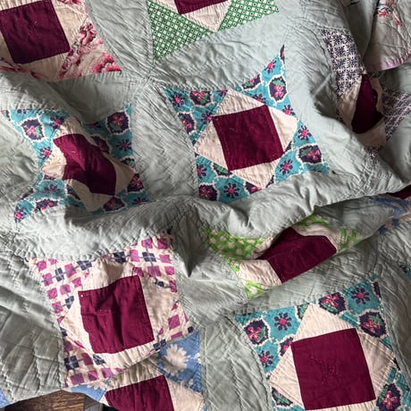 VINTAGE  70S PATCHWORK QUILT RUG