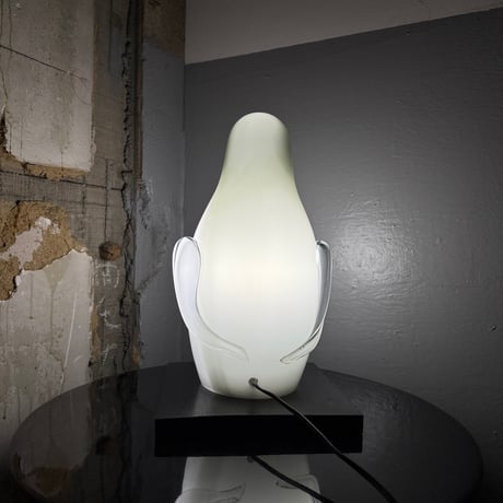 USED MILK GLASS PENGUIN LAMP