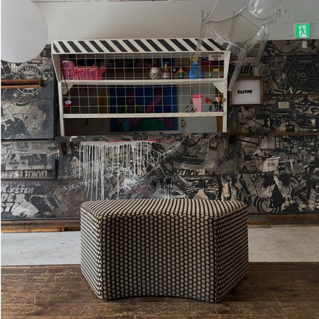 USED POLKA DOT FABRIC STOOL