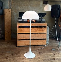 USED  STEEL FRAME PLASTIC SHADE FLOOR LAMP