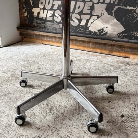 USED IRON LEG WOODEN TOP BOARD CARRY SIDE TABLE