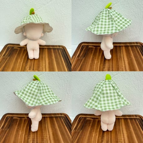 ぬいぐるみ用 ギンガムチェック柄 バケットハット