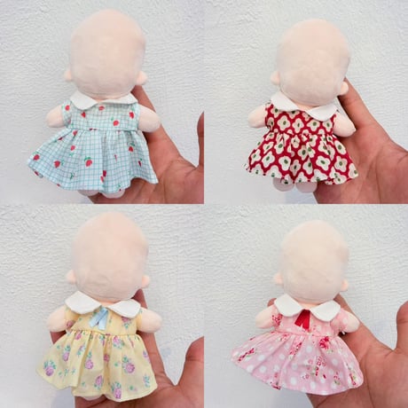 レトロ総柄ワンピース 単品｜10cm ぬい服 カントリー風ミニドレス