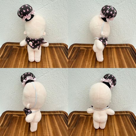 【ちいさなパティシエ】チョコミント＆チョコレート シェフ帽＆スタイ 2点セット｜10cm〜15cm ぬい服