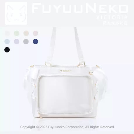 【FUYUUNEKO】サイドリボン付きサテン痛バッグ｜58mm・65mm・75mm缶バッジ対応 推し活バッグ