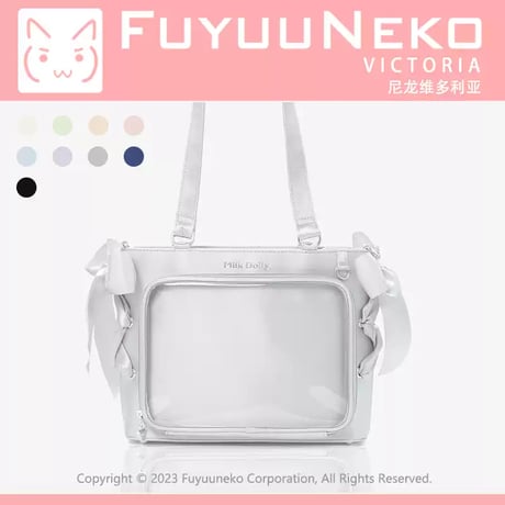 【FUYUUNEKO】サイドリボン付きサテン痛バッグ｜58mm・65mm・75mm缶バッジ対応 推し活バッグ