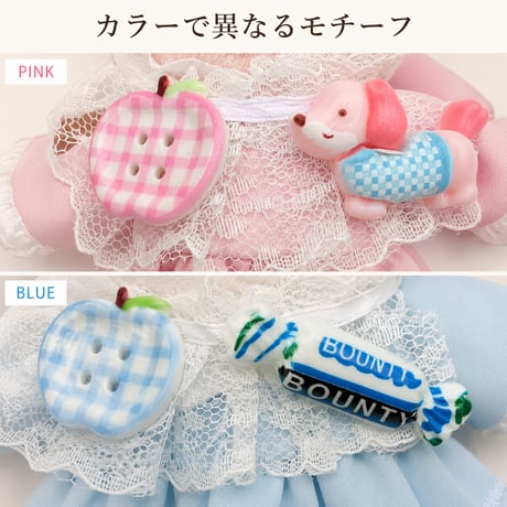 10cmぬい用 デコエプロン付き フリルドレス 3点セット｜ヘッドドレス・ワンピース