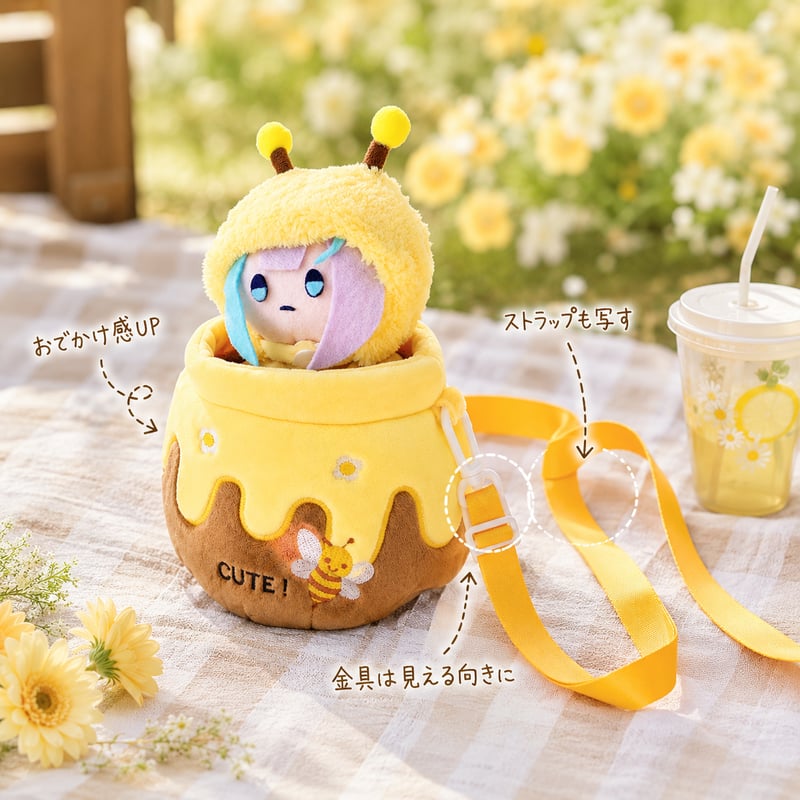 ぬいぐるみ用 はちみつ壺バッグ 15cm〜20cm用｜ぬいバッグ 推し活