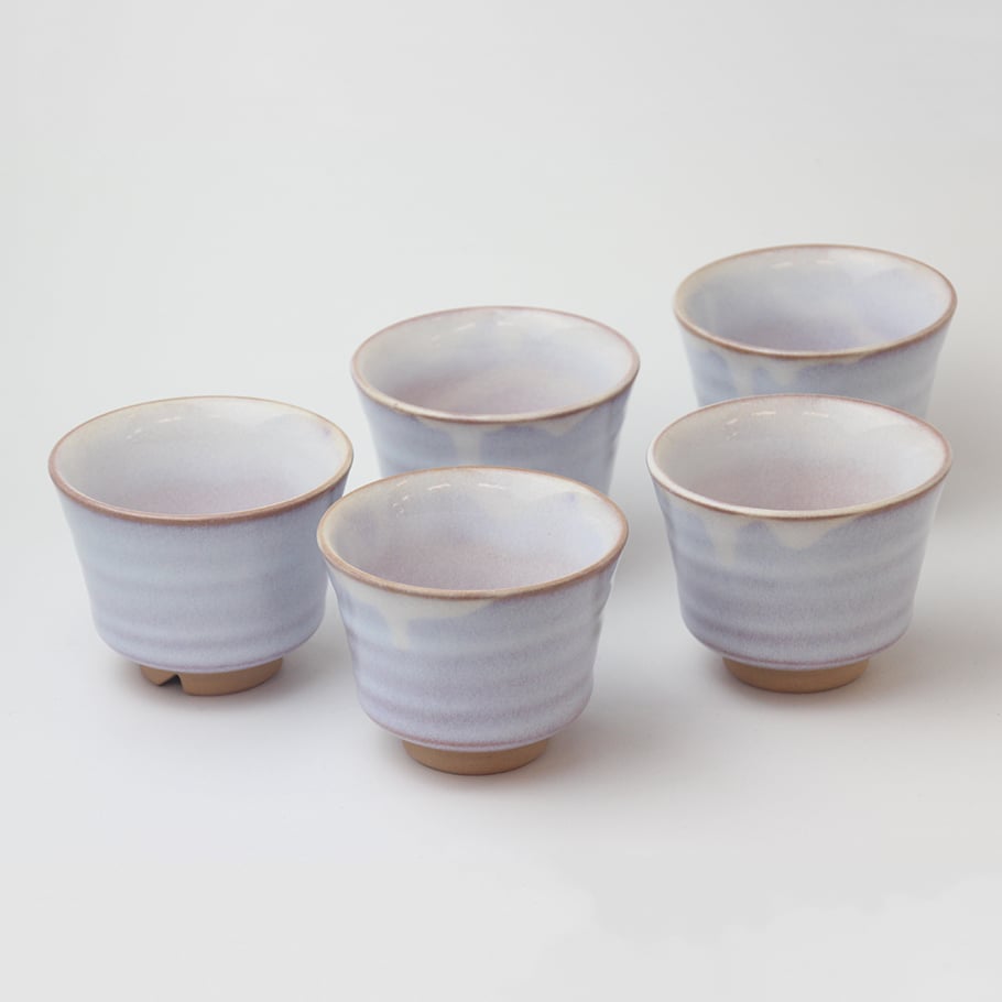 萩むらさき朝顔茶器揃（化粧箱）｜萩焼窯元 萩陶苑 椿秀窯 ギフト