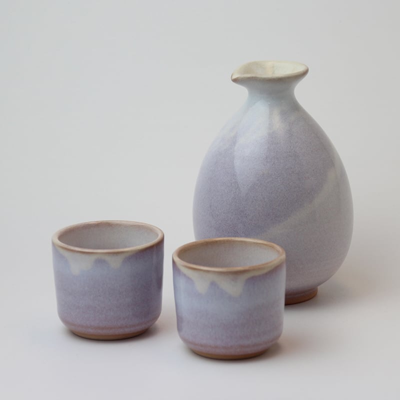 萩むらさきお預け酒器（化粧箱）｜萩焼窯元 萩陶苑 椿秀窯 ギフト