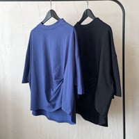 USA cotton mock neck t-shirt / blue, black