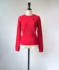 anana　ロゴ刺繍 リブ クルーネックニット（レッド）［再販］