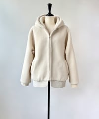 HERENCIA　レイヤードヘム フーデッド ボアブルゾン（エクリュ）