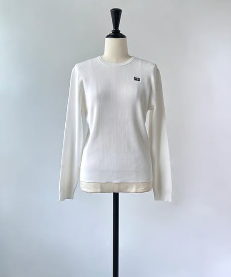 anana　ロゴ刺繍 リブ クルーネックニット（ホワイト）［新色］