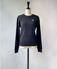 anana　ロゴ刺繍 リブ クルーネックニット（ブラック）［再販］
