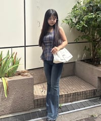 ブラウンチェック　ストールキャミトップス