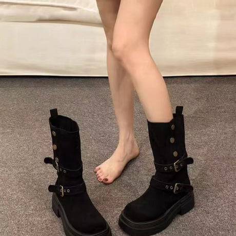 厚底　2way ミドルブーツ