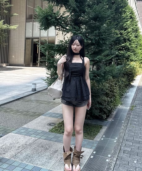 ドット 首巻トップス