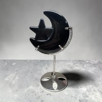 ブラックオブシディアン（ゴールドシラー）のクレセントムーン　専用台付き