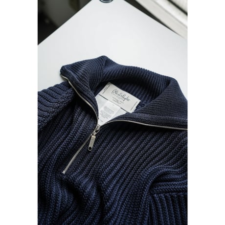 Olde H&Daughter TWIST WOOL HALF ZIP NECK P/O