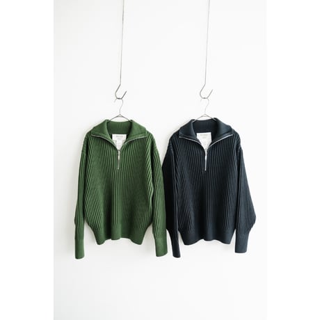 Olde H&Daughter TWIST WOOL HALF ZIP NECK P/O