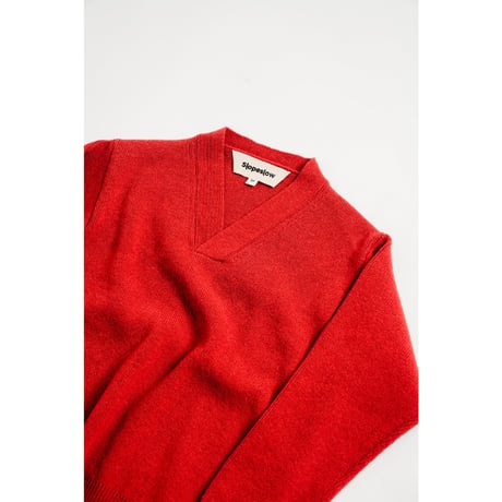 Slopeslow "HARD TWISTED SHETLAND WOOL" CROSS V NECK SWEATER