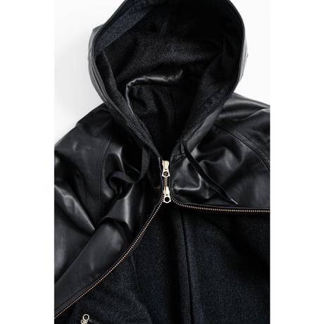 MAATEE&SONS SHEEP LEATHER HOODED BLOUSON