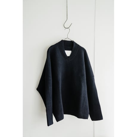 nonnotte Draping Shawl Collar V Oversized Pullover