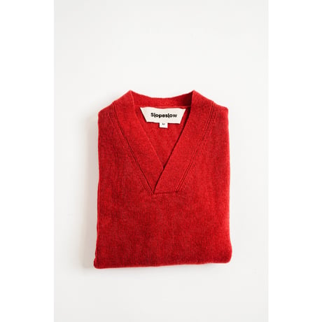 Slopeslow "HARD TWISTED SHETLAND WOOL" CROSS V NECK SWEATER