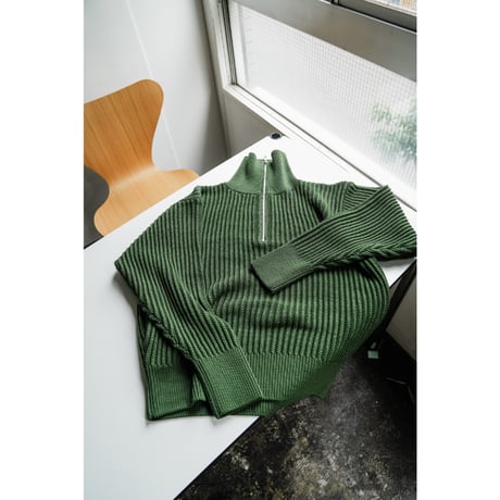 Olde H&Daughter TWIST WOOL HALF ZIP NECK P/O