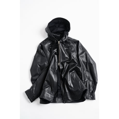 MAATEE&SONS SHEEP LEATHER HOODED BLOUSON