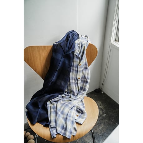 MAATEE&SONS OPEN COLLAR SHIRTS "RAYON SILK WHITE OMBRE"