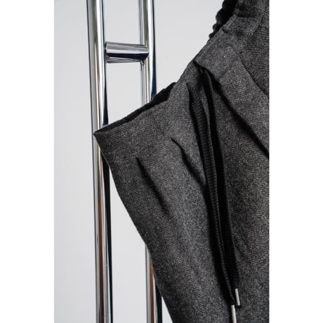 MAATEE&SONS EASY PANTS "LINENCASH SOFT TWEED HERINGBONE"