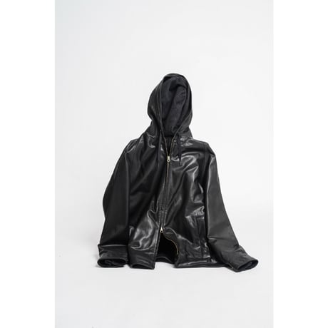 MAATEE&SONS SHEEP LEATHER HOODED BLOUSON
