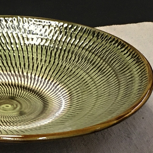 和食器 小鹿田焼 黒木昌伸窯 大皿 24cm 飛び鉋 緑 | うつわの店