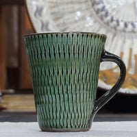 和食器 小鹿田焼 黒木昌伸窯 ストレート マグカップ 200cc 飛び鉋 緑