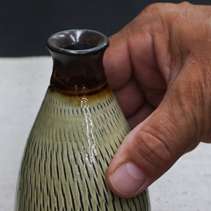 酒器 小鹿田焼 黒木昌伸窯 徳利 300cc 飛び鉋 緑 | うつわの店