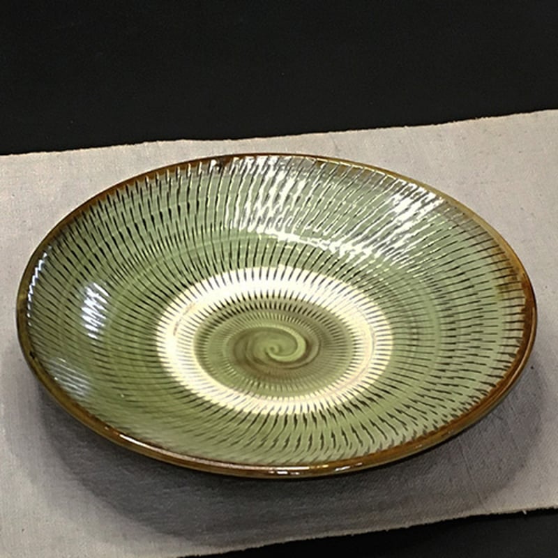 和食器 小鹿田焼 黒木昌伸窯 大皿 21cm 飛び鉋 緑 | うつわの店