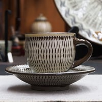 和食器 小鹿田焼 黒木昌伸窯 カップ＆ソーサー 160cc 飛び鉋 白