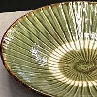 和食器 小鹿田焼 黒木昌伸窯 大皿 24cm 刷毛目 緑