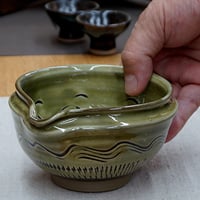 和食器 小鹿田焼 黒木昌伸窯 片口 小鉢 12cm 飛び鉋 櫛目 緑
