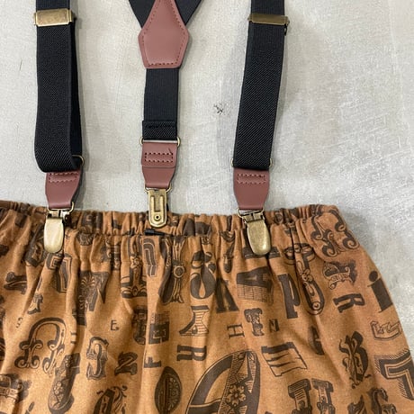 Alphabetic print Suspender Pants