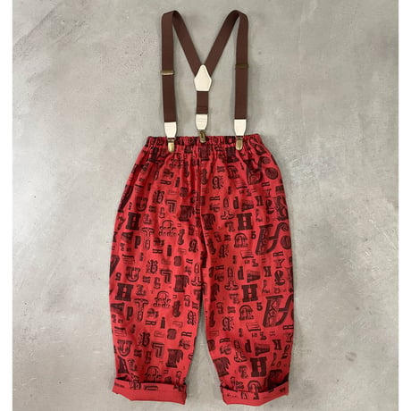 Alphabetic print Suspender Pants