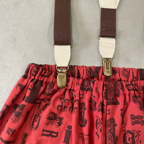 Alphabetic print Suspender Pants