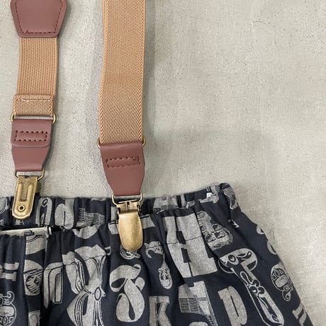 Alphabetic print Suspender Pants
