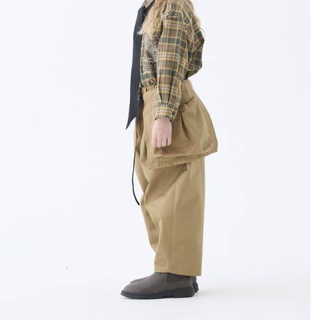 Iridescent Gabardine Barrel Pants with Waist Belt Bag