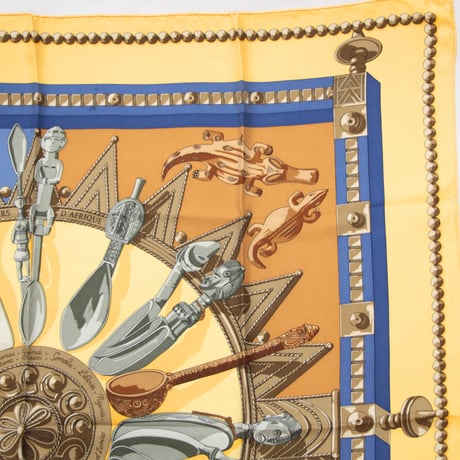 HERMES Carre 90 Silk 100% Scarf Stole "CUILLERS D'AFRIQUE" #76749